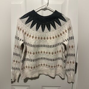 Banana Republic Patterned Sweater - Black, Brown, Cream